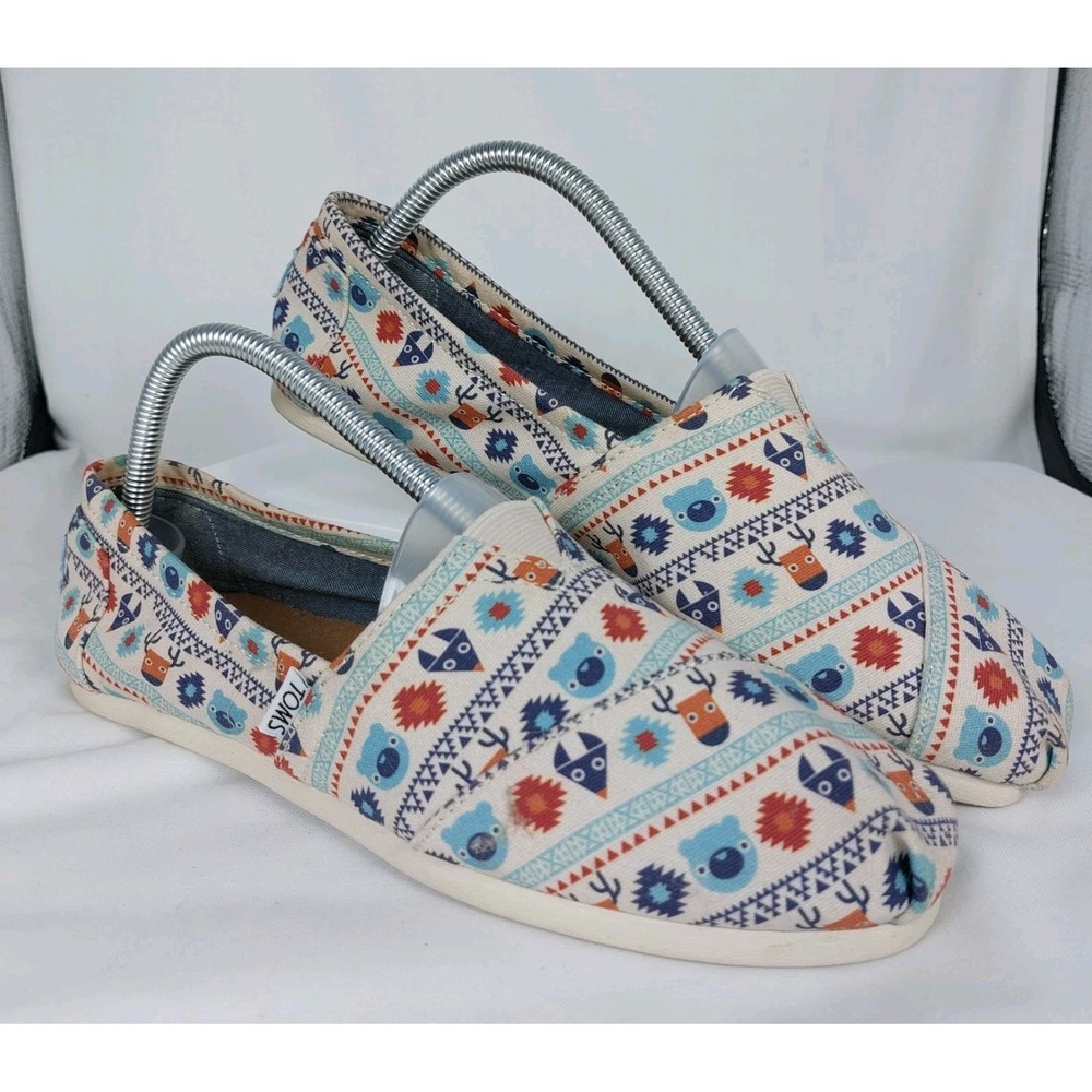 TOMS Aztec WOODLAND CREATURES CLASSIC SLIP ONs‎ Southwestern Canvas W9